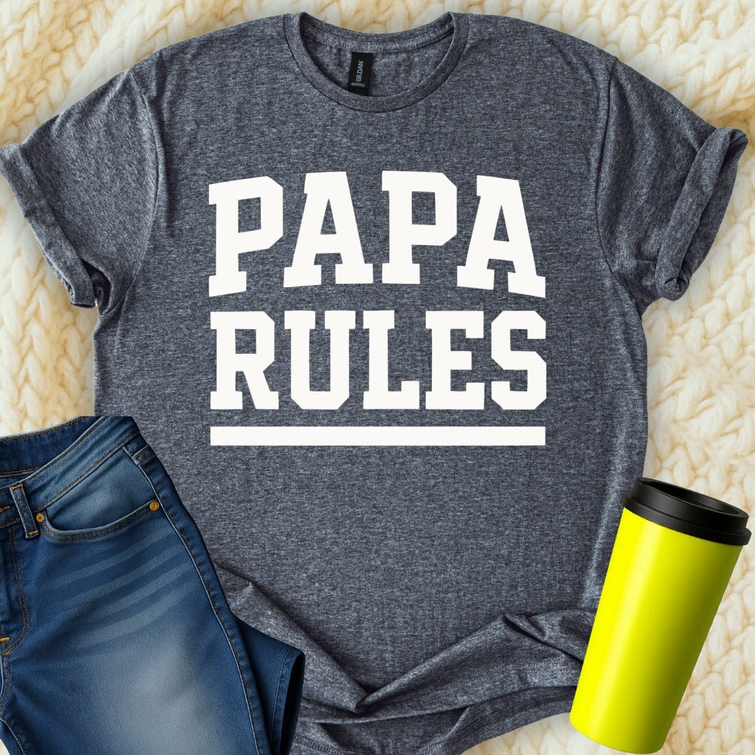 MyDesigns Physical Item Papa Rules Bold Text Design Gift Idea Awesome T-Shirt