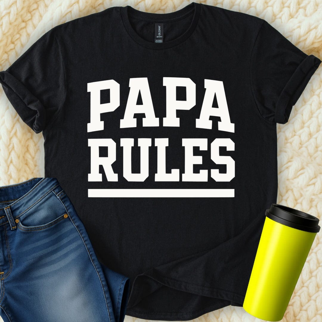 MyDesigns Physical Item Papa Rules Bold Text Design Gift Idea Awesome T-Shirt