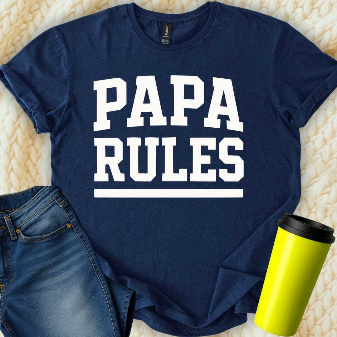 MyDesigns Physical Item Papa Rules Bold Text Design Gift Idea Awesome T-Shirt