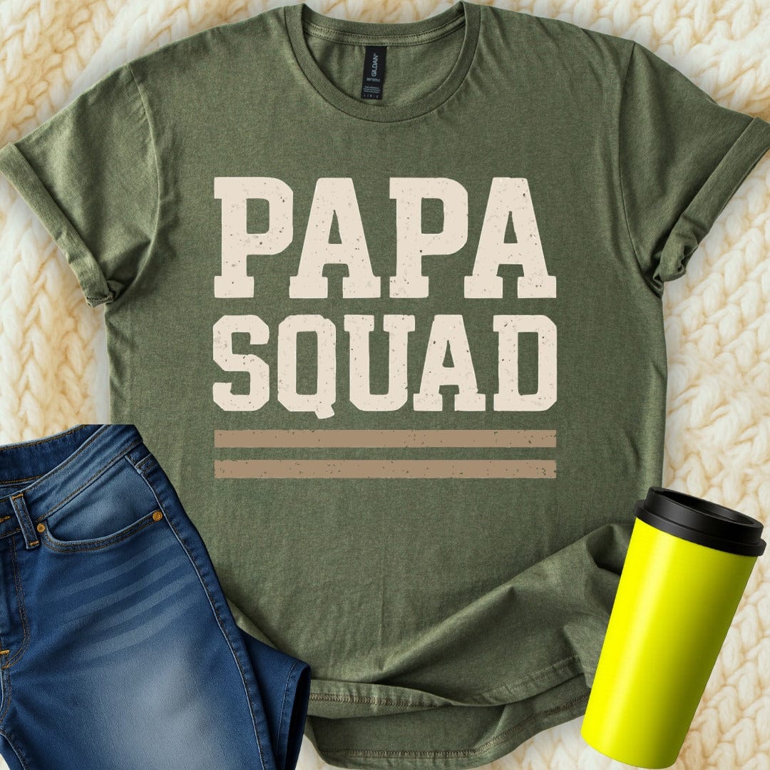 MyDesigns Physical Item Papa Squad Fathers Day Gift For New Dad Idea Funny T-Shirt