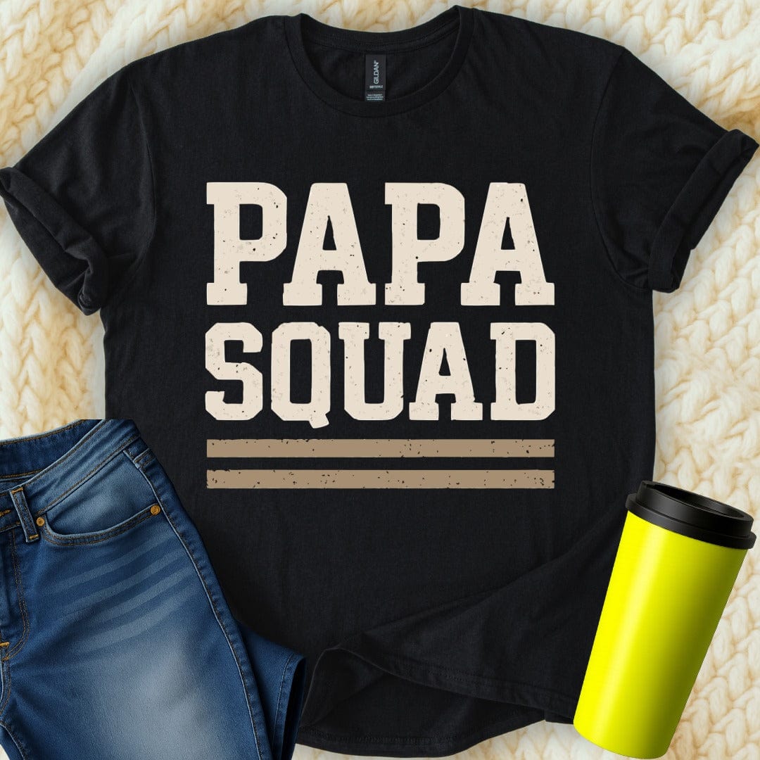 MyDesigns Physical Item Papa Squad Fathers Day Gift For New Dad Idea Funny T-Shirt