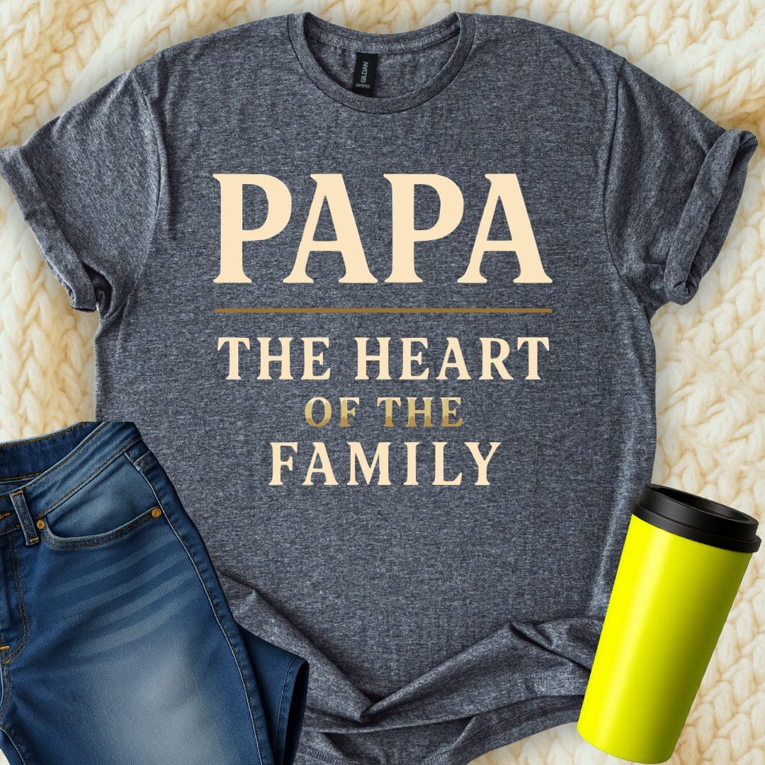 MyDesigns Physical Item Papa The Heart Of The Family Father's Day Graphic T-Shirt