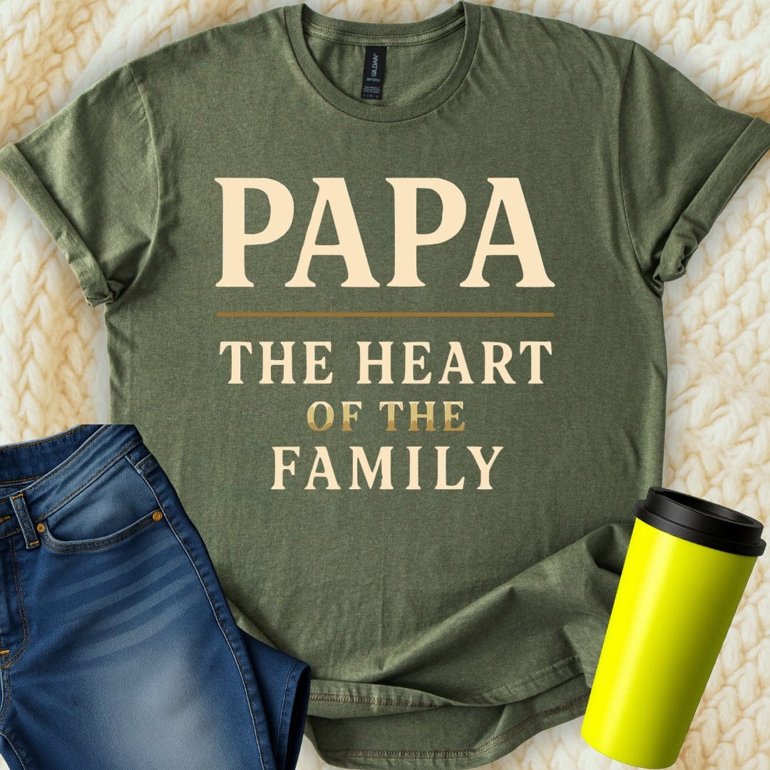 MyDesigns Physical Item Papa The Heart Of The Family Father's Day Graphic T-Shirt