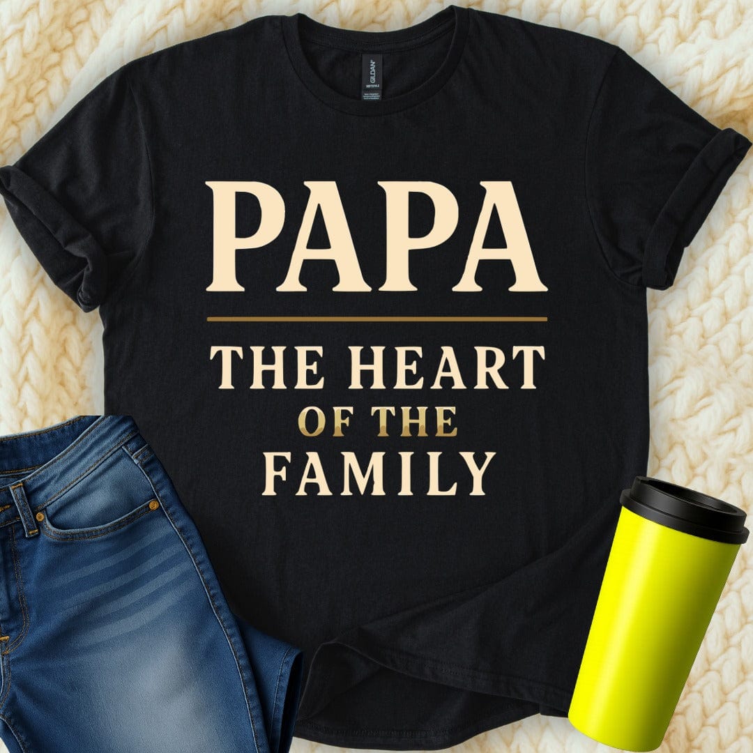 MyDesigns Physical Item Papa The Heart Of The Family Father's Day Graphic T-Shirt