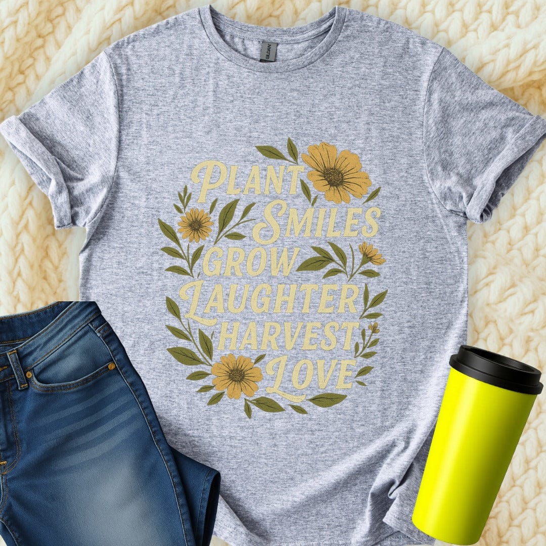 The Off Base T-Shirt S / Sport Grey Plant Smiles Grow Laughter Harvest Love T-Shirt