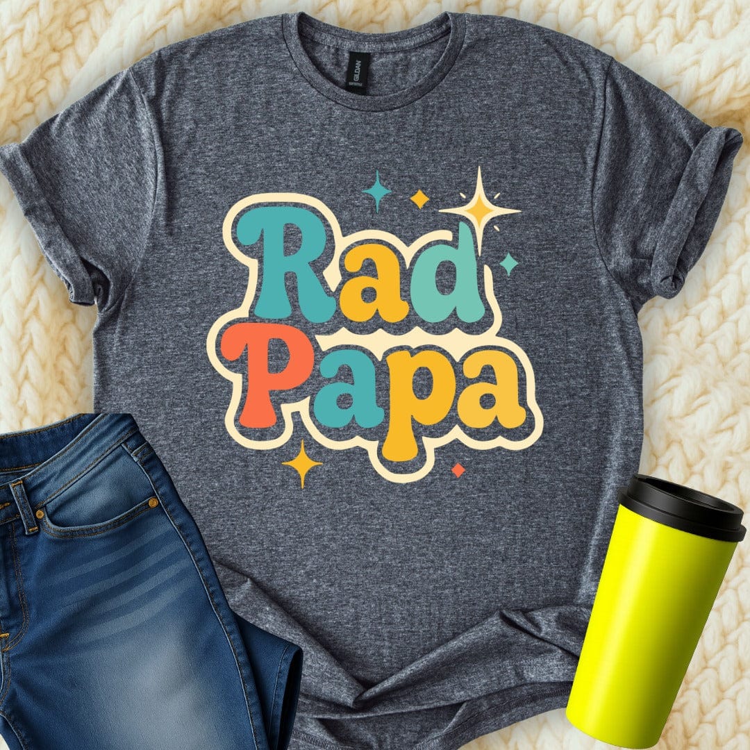 MyDesigns Physical Item Retro Style Rad Papa Colorful Design Graphic T-Shirt