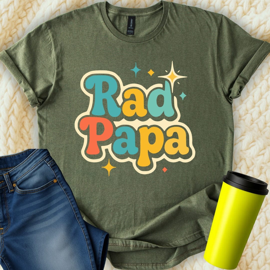 MyDesigns Physical Item Retro Style Rad Papa Colorful Design Graphic T-Shirt