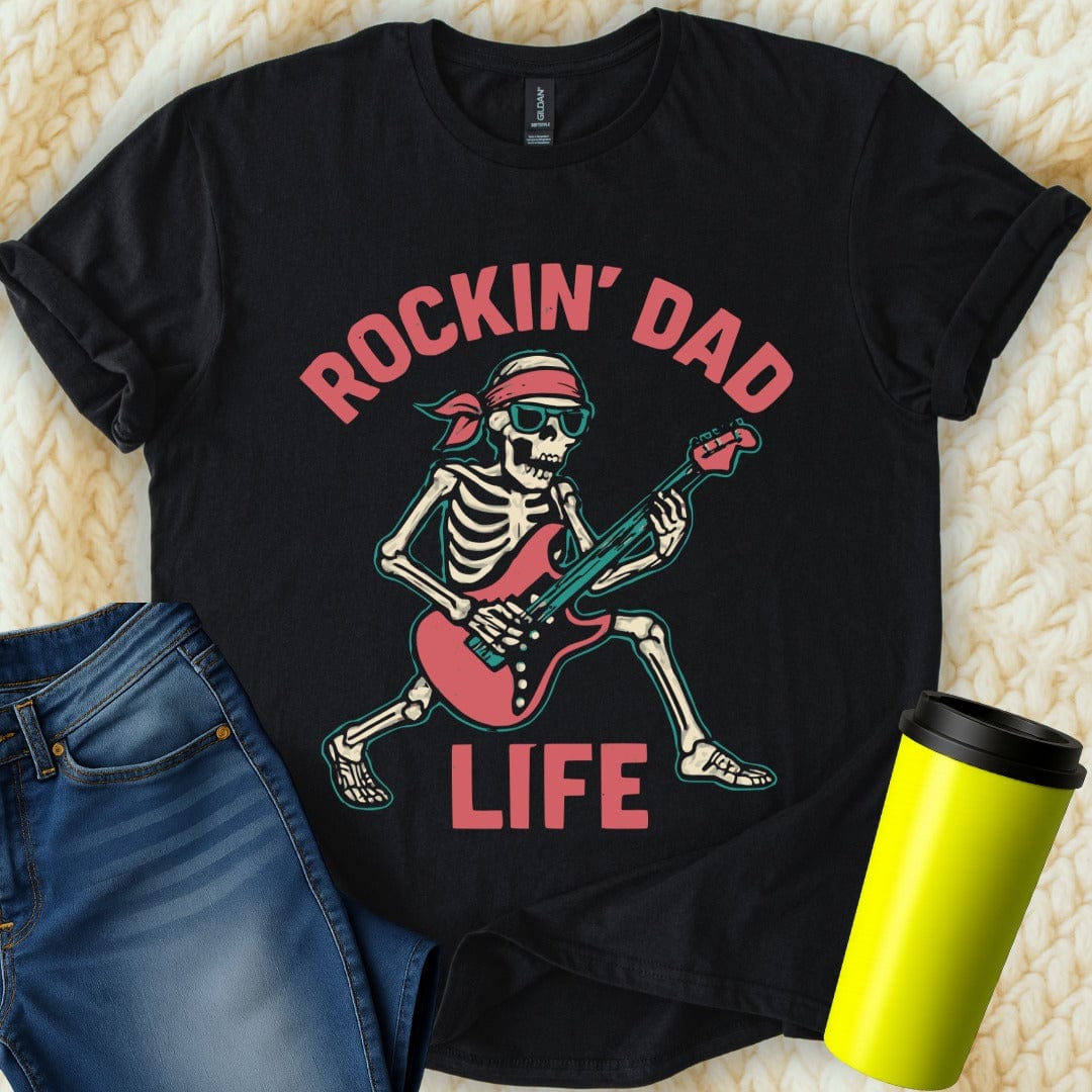 MyDesigns Physical Item Rockin' Dad Life Skeleton Guitarist T-Shirt