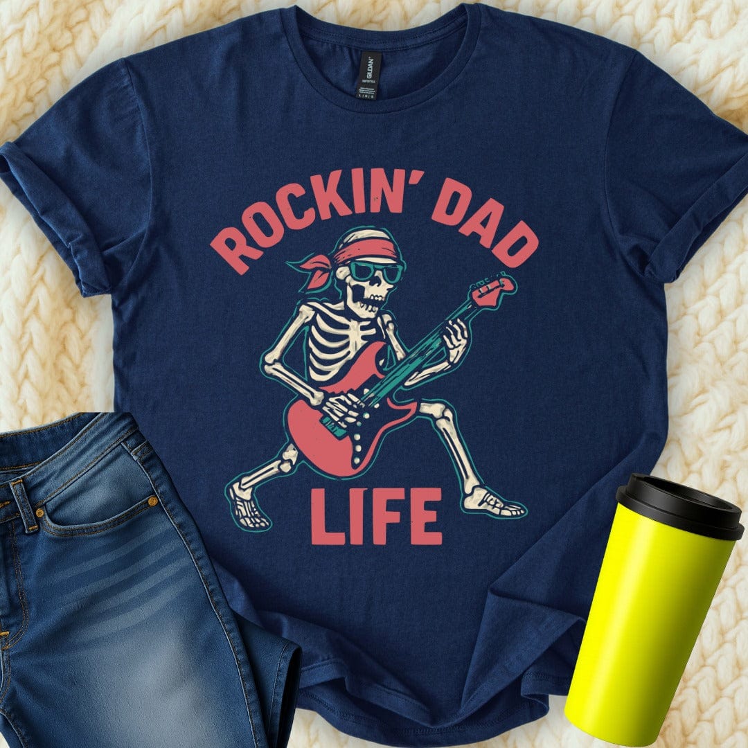 MyDesigns Physical Item Rockin' Dad Life Skeleton Guitarist T-Shirt