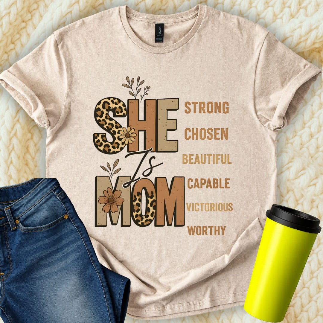Printify T-Shirt Sand / S She is Mom T-Shirt
