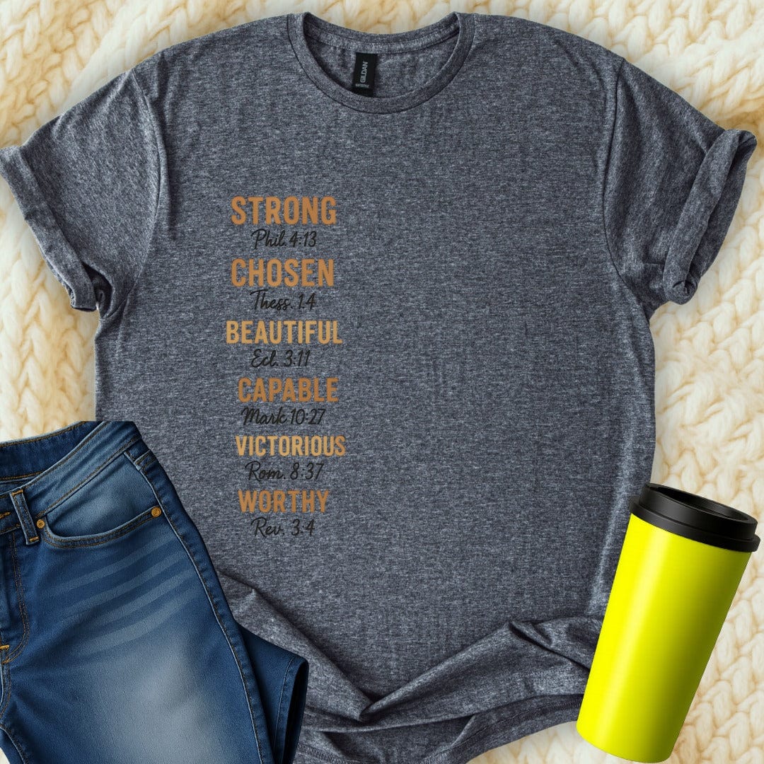 Printify T-Shirt Dark Heather / S She IS... T-Shirt