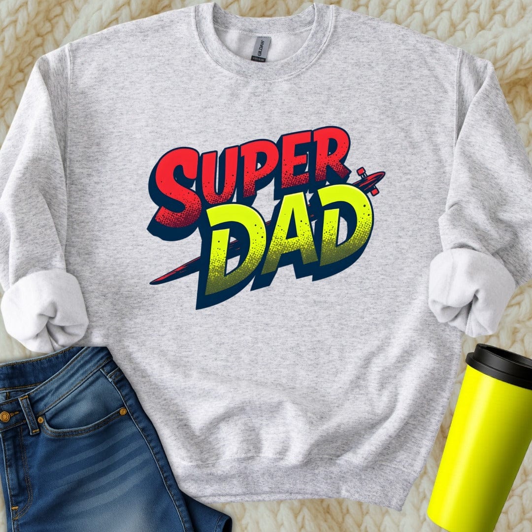 Printify Sweatshirt S / Ash Super Dad Sweatshirt