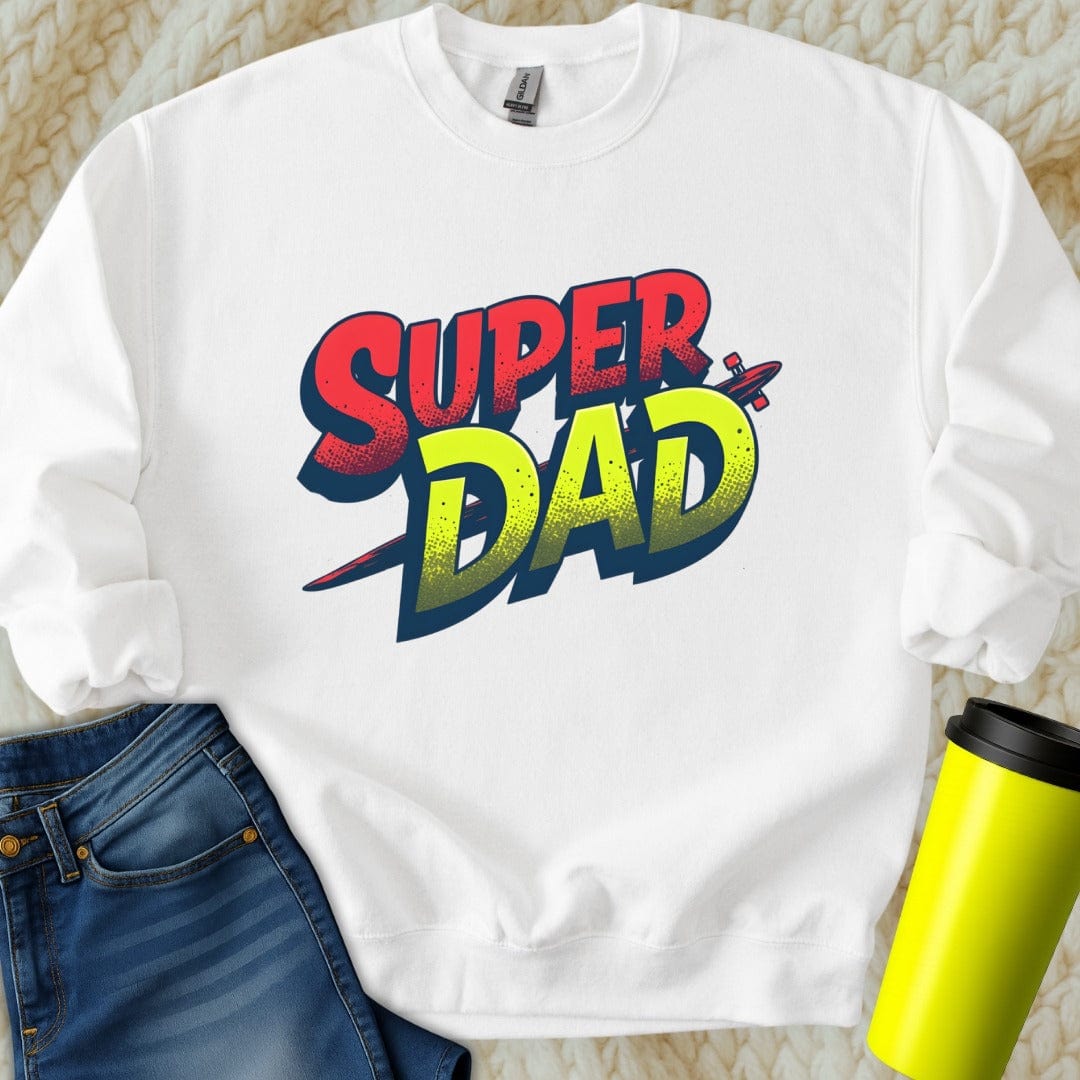 Printify Sweatshirt S / White Super Dad Sweatshirt