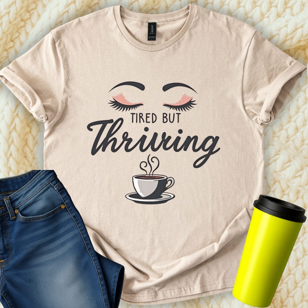 Printify T-Shirt Sand / S Tired but Thriving Mom T-Shirt