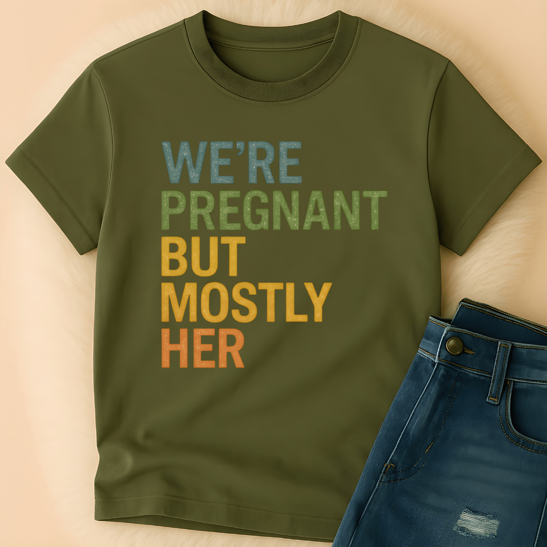 Printify T-Shirt We're Pregnant but... T-Shirt