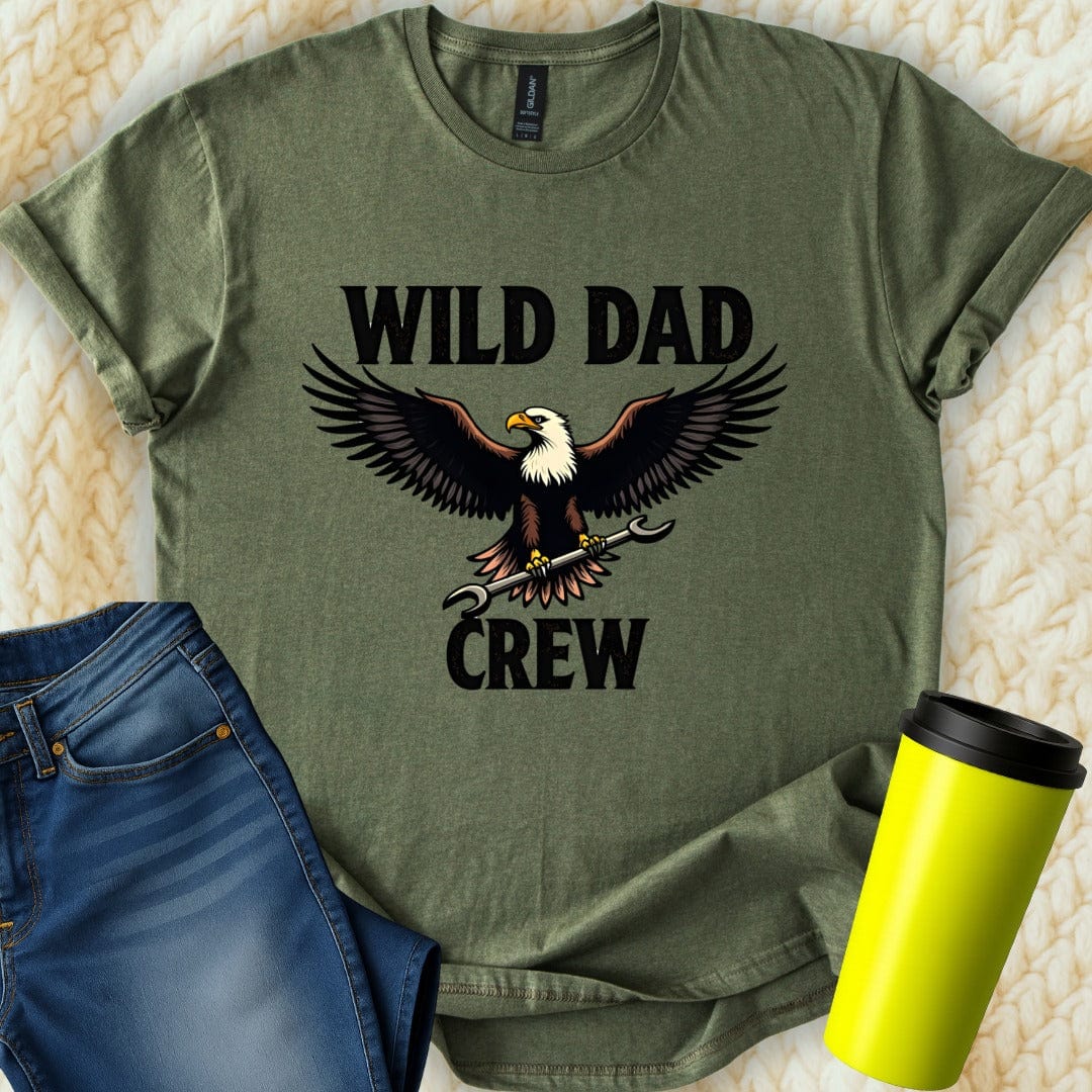 Printify T-Shirt Military Green / S Wild Dad Crew T-Shirt