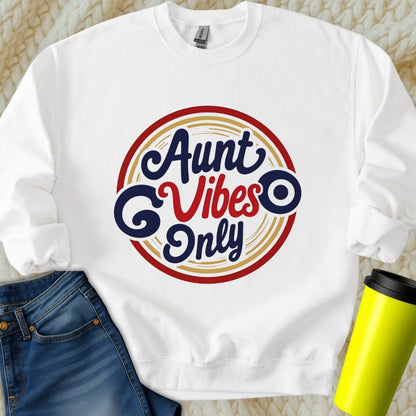 Printify Sweatshirt S / White Aunt Vibes Only Sweatshirt
