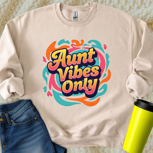 Printify Sweatshirt S / Sand Aunt Vibes Sweatshirt