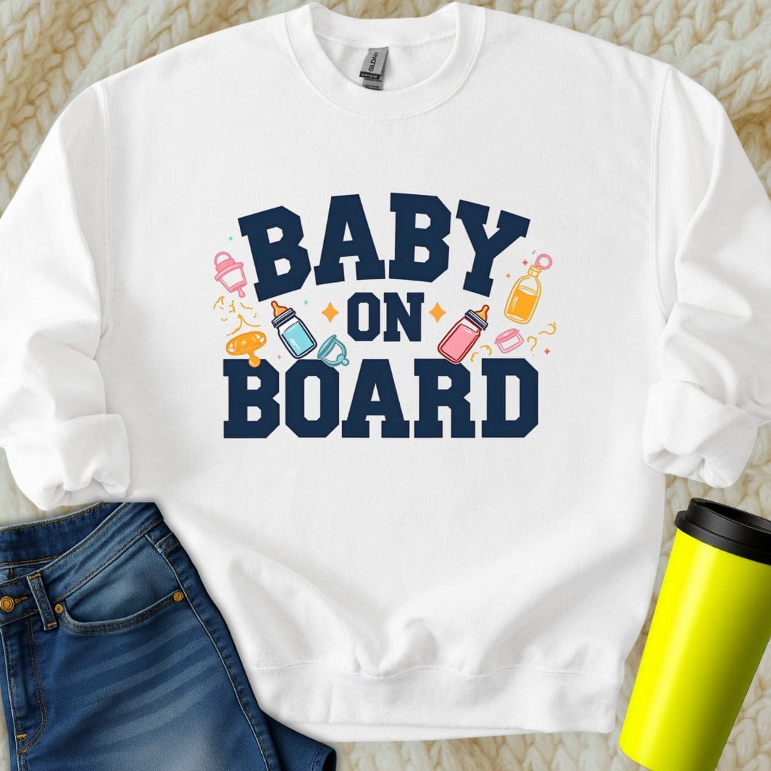 Printify Sweatshirt S / White Baby On Board Sweatshirt