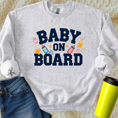 Printify Sweatshirt S / Ash Baby On Board Sweatshirt