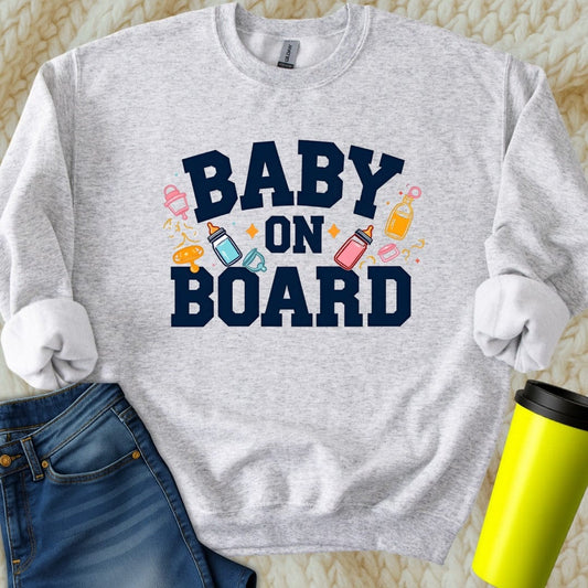 Printify Sweatshirt S / Ash Baby On Board Sweatshirt