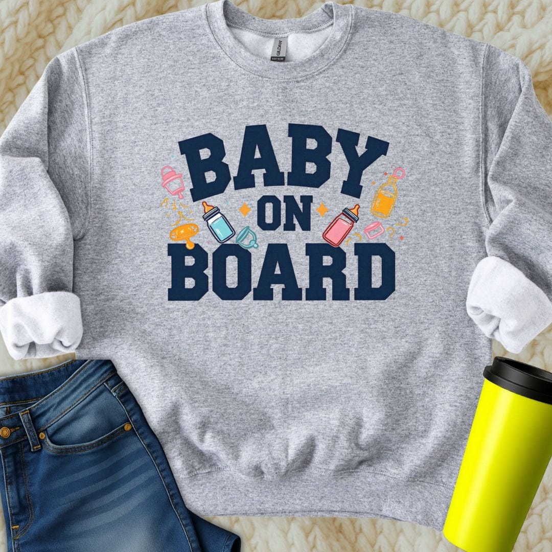 Printify Sweatshirt S / Sport Grey Baby On Board Sweatshirt