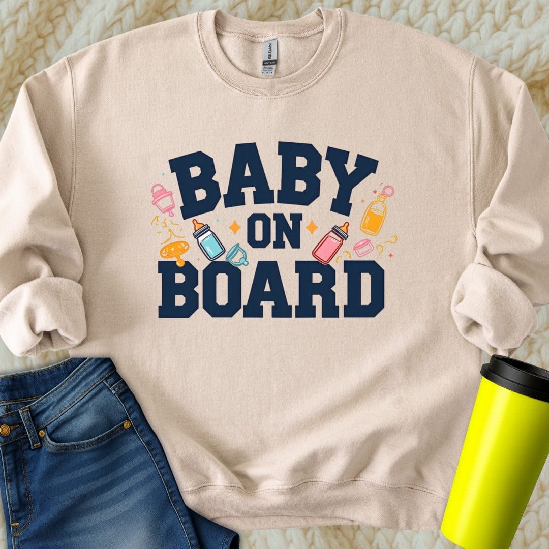Printify Sweatshirt S / Sand Baby On Board Sweatshirt