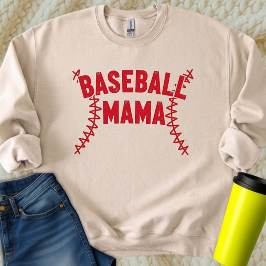Printify Sweatshirt S / Sand Baseball Mama Sweatshirt