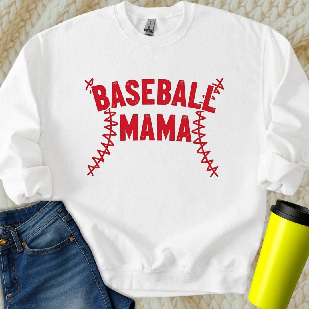 Printify Sweatshirt S / White Baseball Mama Sweatshirt