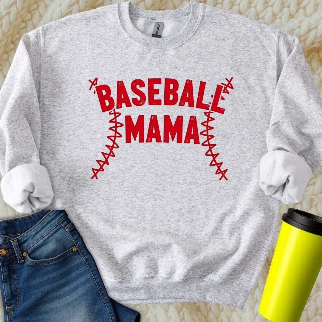 Printify Sweatshirt S / Ash Baseball Mama Sweatshirt