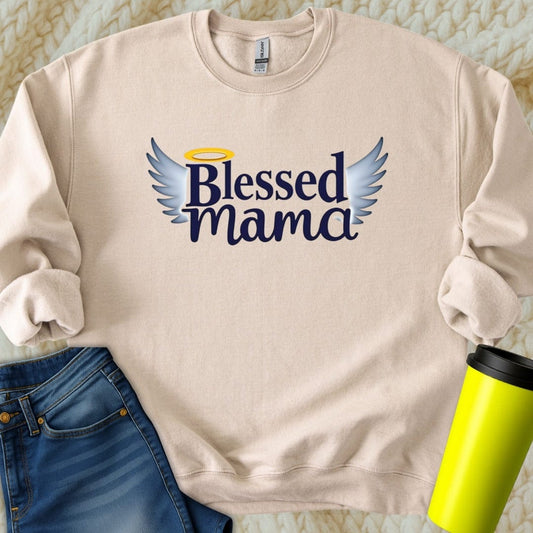 Printify Sweatshirt S / Sand Blessed Mama Sweatshirt