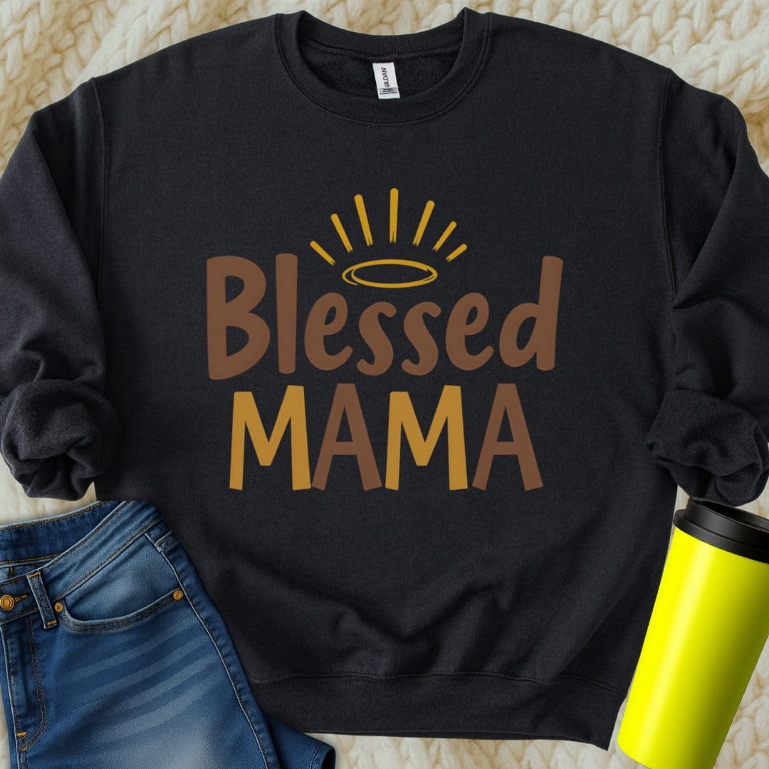 Printify Sweatshirt S / Black Blessed Mama Sweatshirt