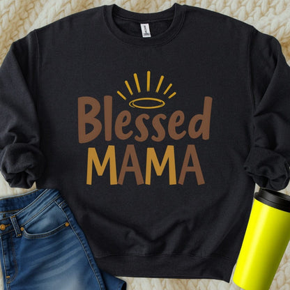 Printify Sweatshirt S / Black Blessed Mama Sweatshirt