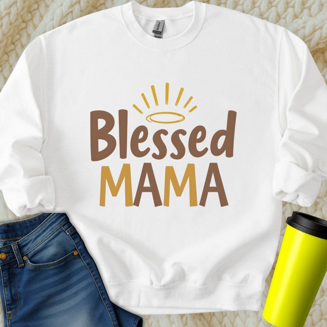 Printify Sweatshirt S / White Blessed Mama Sweatshirt