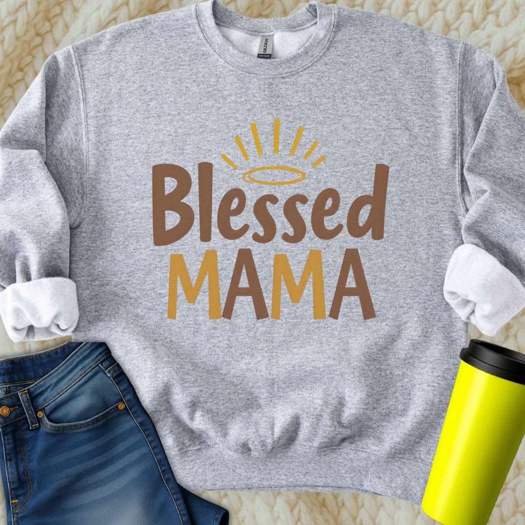 Printify Sweatshirt S / Sport Grey Blessed Mama Sweatshirt