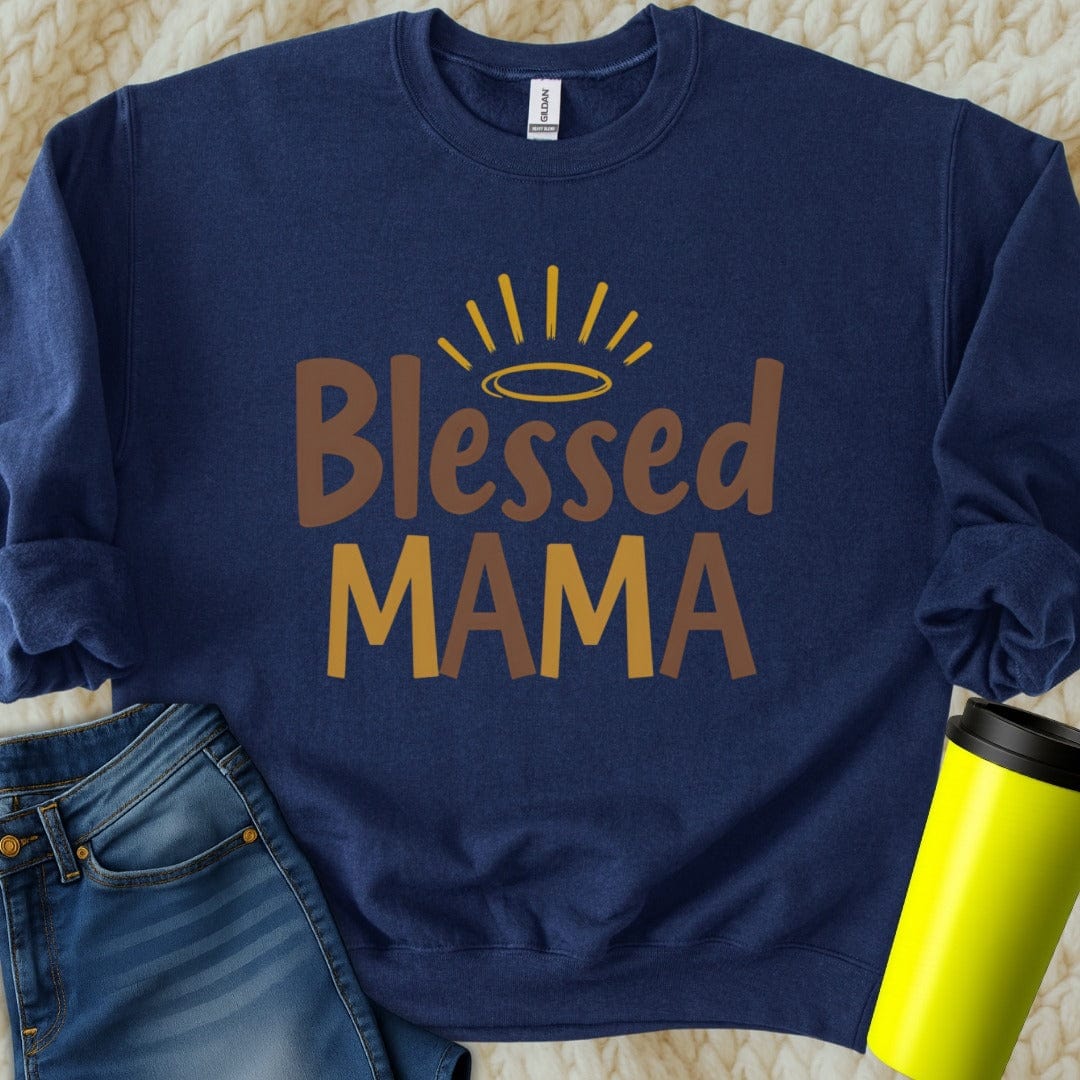 Printify Sweatshirt S / Navy Blessed Mama Sweatshirt