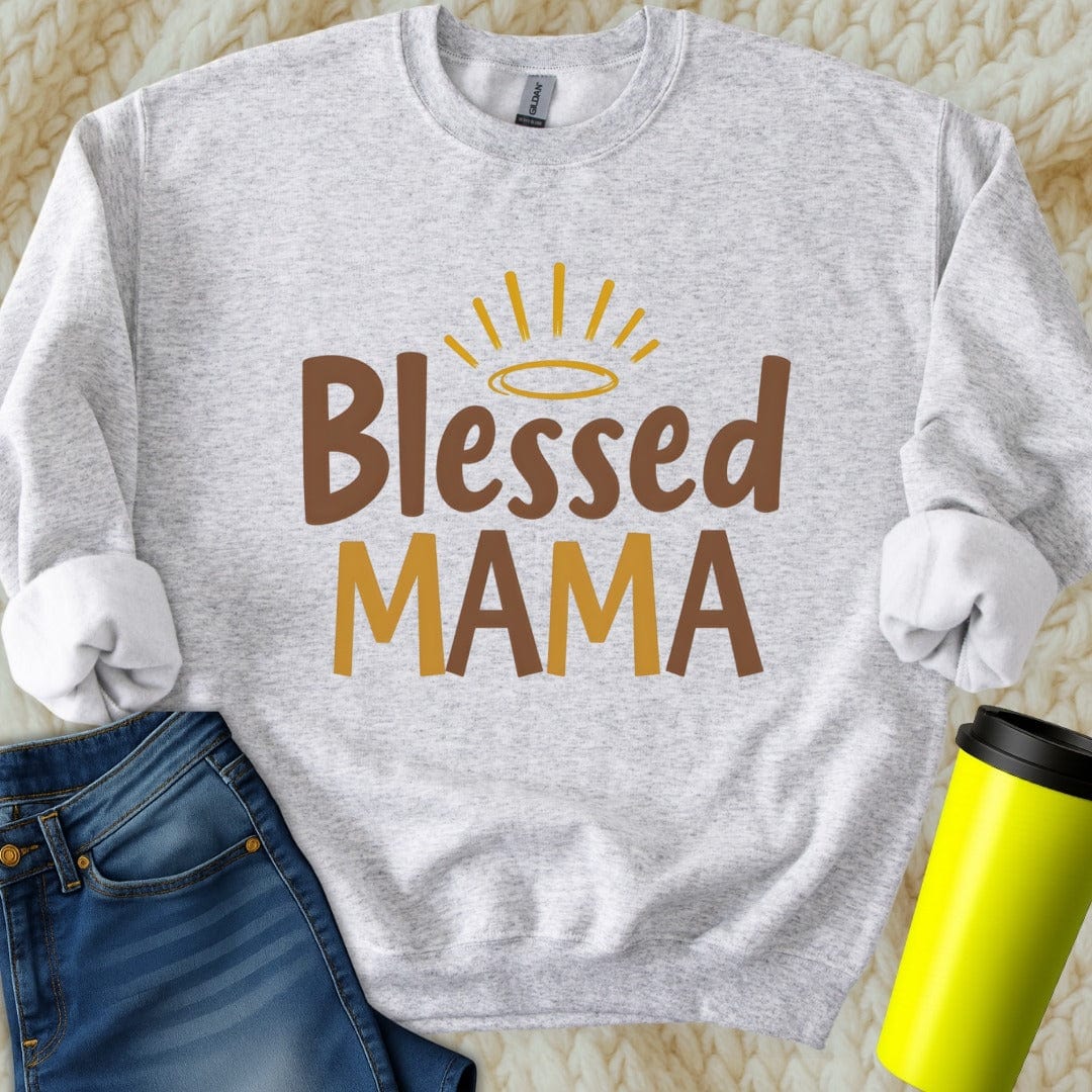 Printify Sweatshirt S / Ash Blessed Mama Sweatshirt