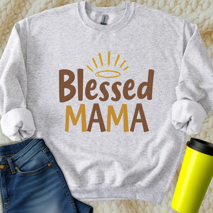 Printify Sweatshirt S / Ash Blessed Mama Sweatshirt