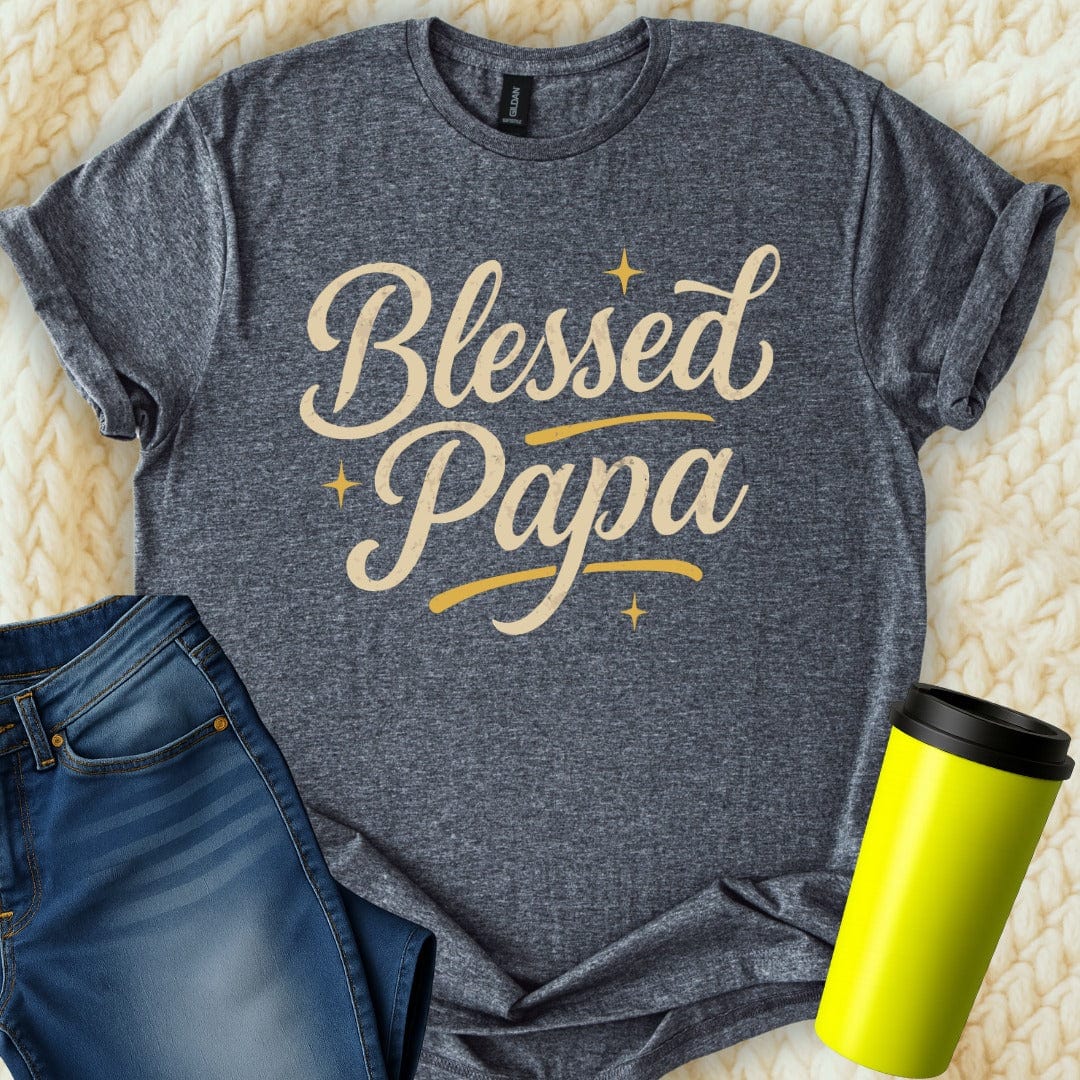 MyDesigns Physical Item Blessed Papa Design Gift Idea Fatherhood Is Awesome T-Shirt