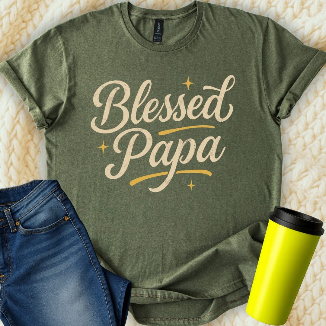 MyDesigns Physical Item Blessed Papa Design Gift Idea Fatherhood Is Awesome T-Shirt