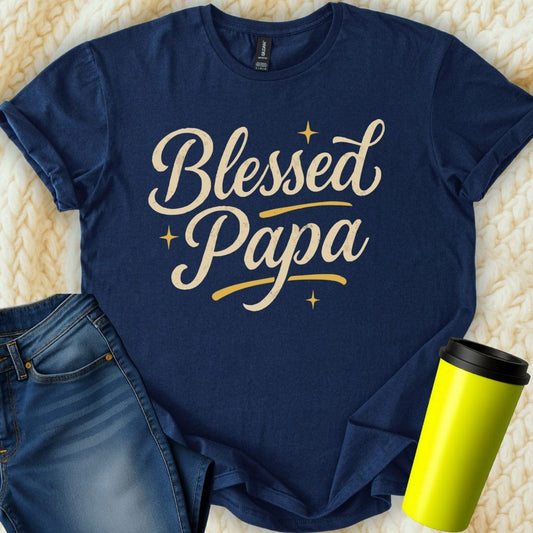 MyDesigns Physical Item Blessed Papa Design Gift Idea Fatherhood Is Awesome T-Shirt