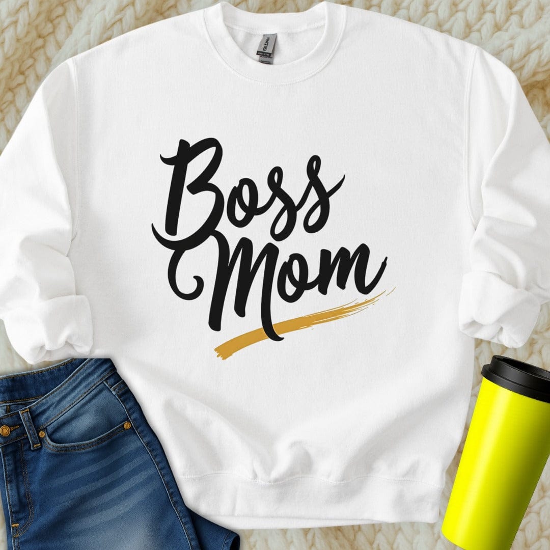 Printify Sweatshirt S / White Boss Mama Sweatshirt