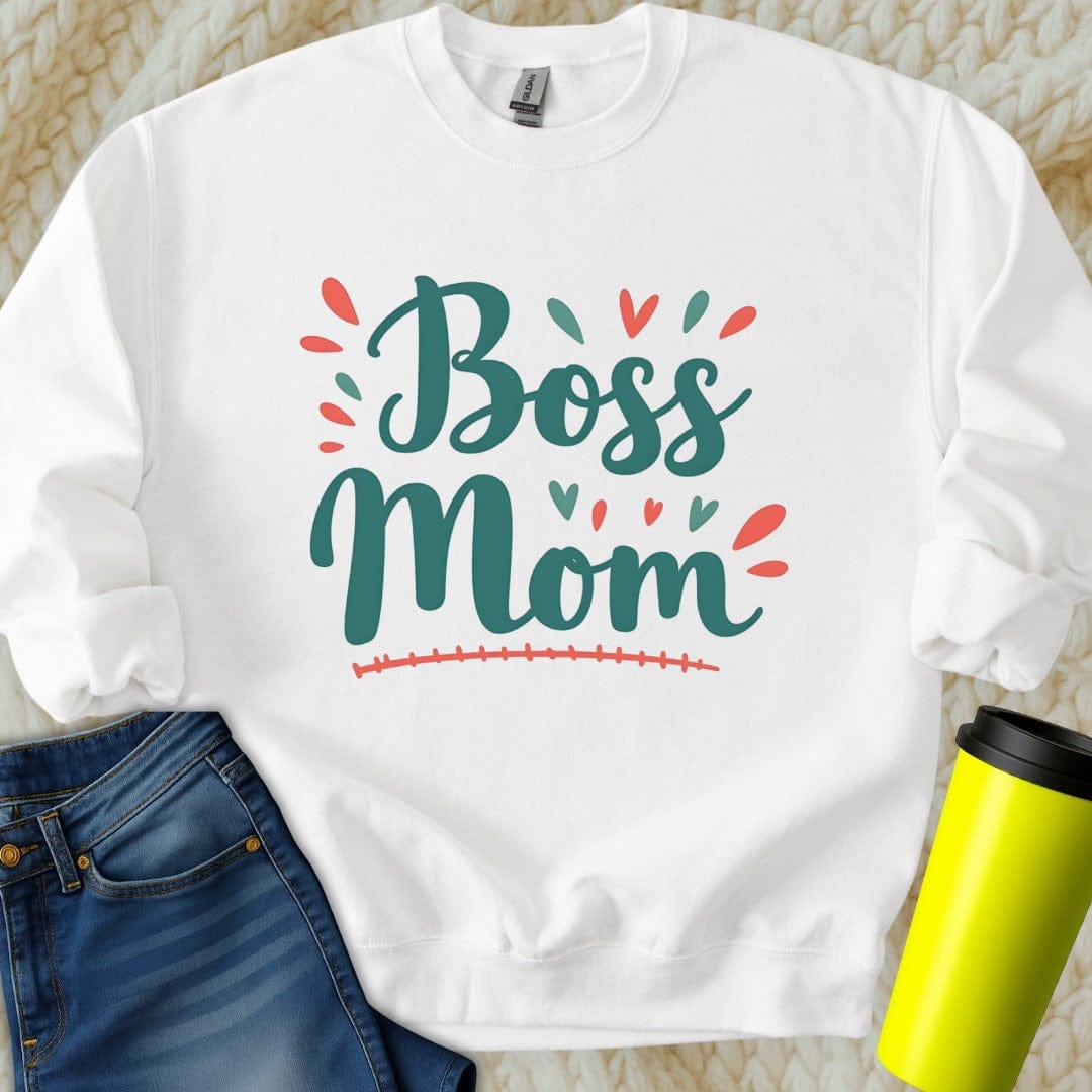 Printify Sweatshirt S / White Boss Mom Sweatshirt
