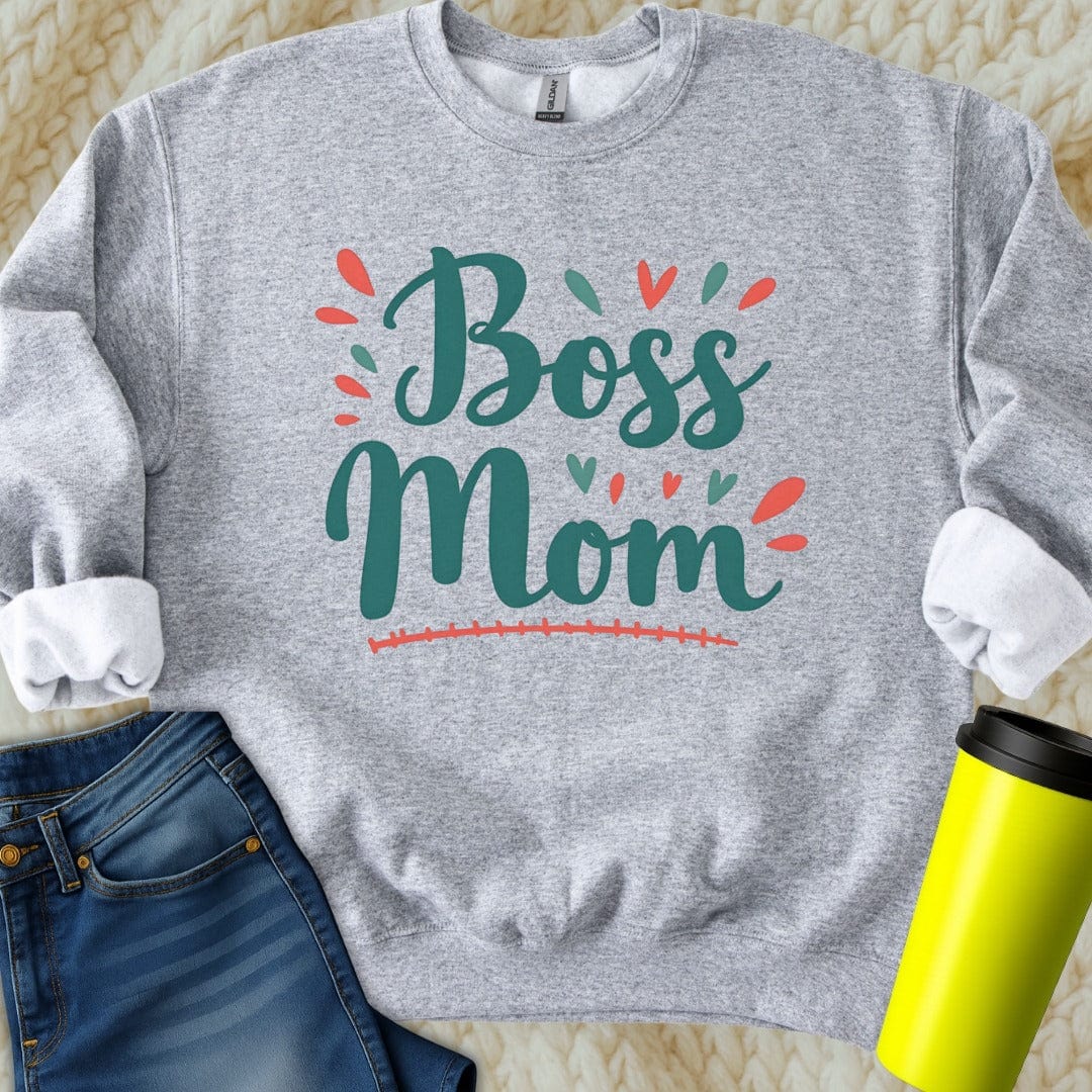 Printify Sweatshirt S / Sport Grey Boss Mom Sweatshirt