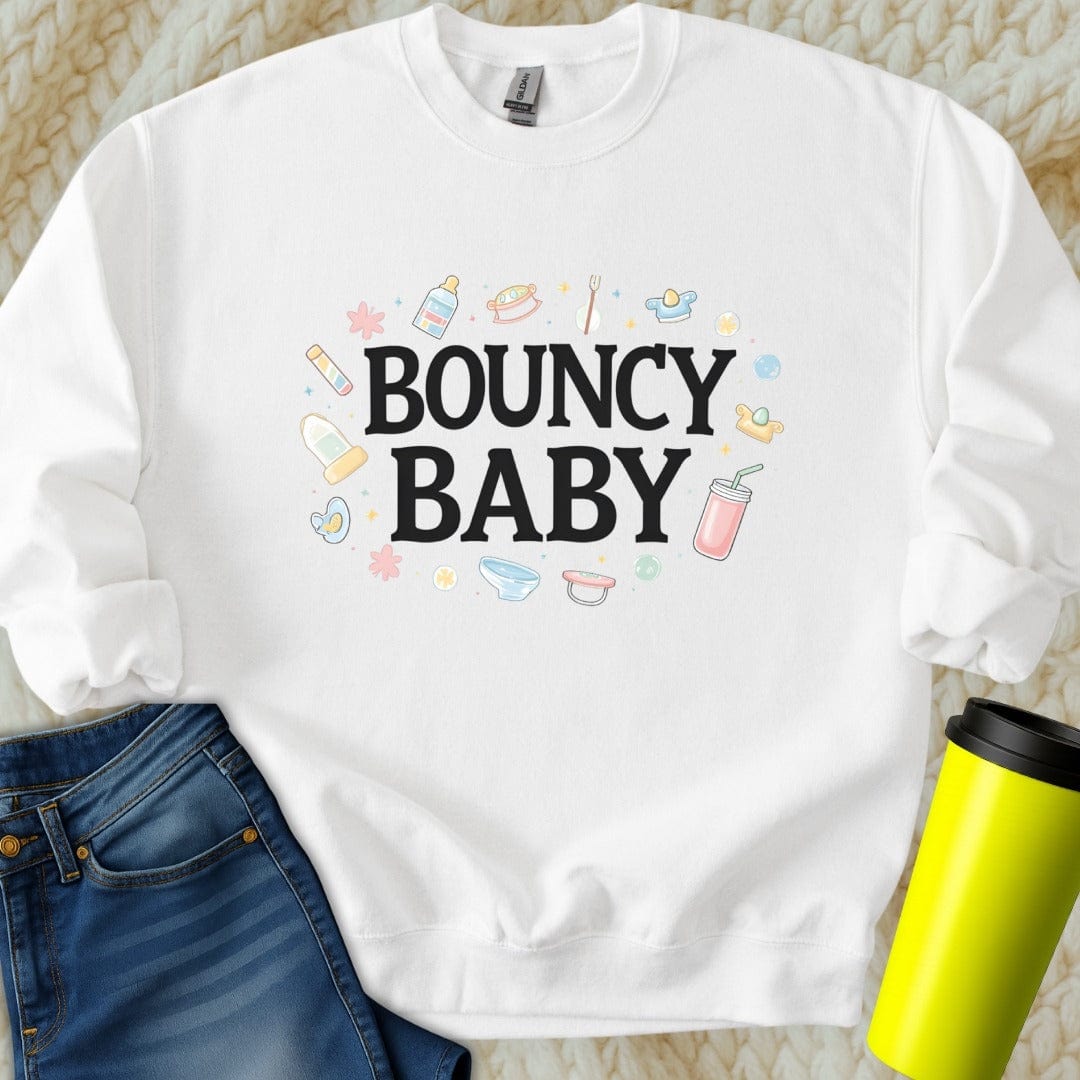 Printify Sweatshirt S / White Bouncy Baby Sweatshirt