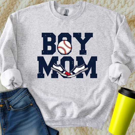 Printify Sweatshirt S / Ash Boy Mom Sweatshirt
