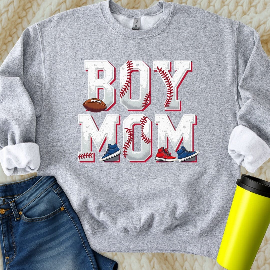Printify Sweatshirt S / Sport Grey Boy Mom Sweatshirt