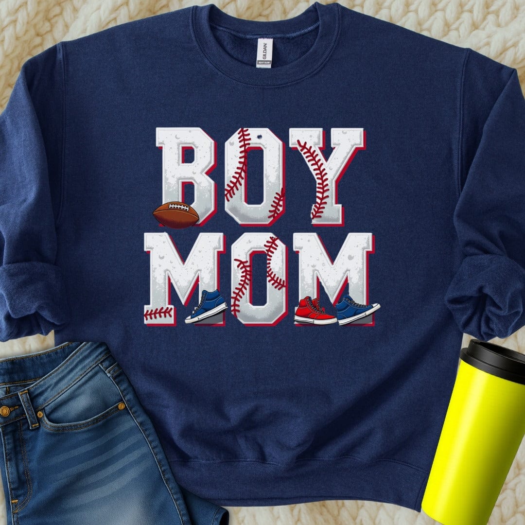 Printify Sweatshirt S / Navy Boy Mom Sweatshirt