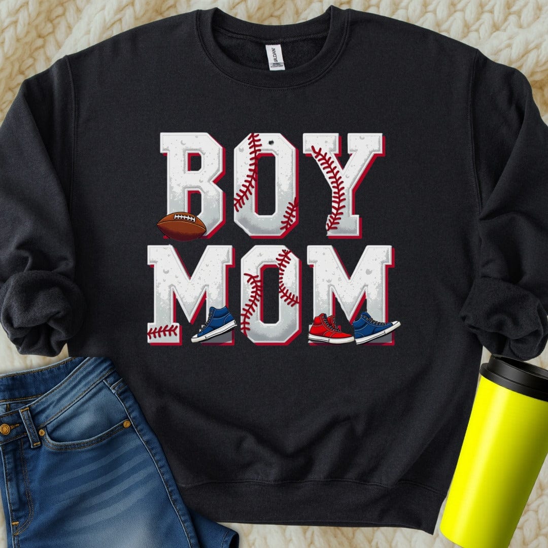 Printify Sweatshirt S / Black Boy Mom Sweatshirt