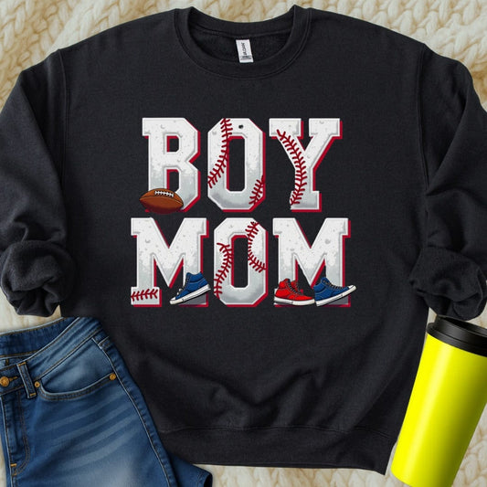 Printify Sweatshirt S / Black Boy Mom Sweatshirt